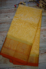 Load image into Gallery viewer, Marigold Semi Organza Chikankari Benarasi Saree
