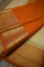 Load image into Gallery viewer, Marigold Semi Organza Chikankari Benarasi Saree
