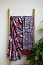 Load image into Gallery viewer, Maroon Modal Silk Ajrakh Saree
