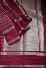 Load image into Gallery viewer, Maroon Benarasi Katan Warm Silk Saree
