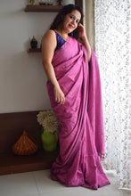 Load image into Gallery viewer, Mauve Plain Cotton Saree
