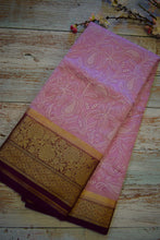 Load image into Gallery viewer, Mauve Semi Organza Chikankari Benarasi Saree
