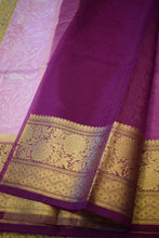 Load image into Gallery viewer, Mauve Semi Organza Chikankari Benarasi Saree
