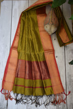 Load image into Gallery viewer, Mehandi Green Maheshwari Dupatta
