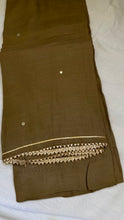 Load image into Gallery viewer, Military Green Muslin Silk Suit Dupatta Set with Gotapatti Work
