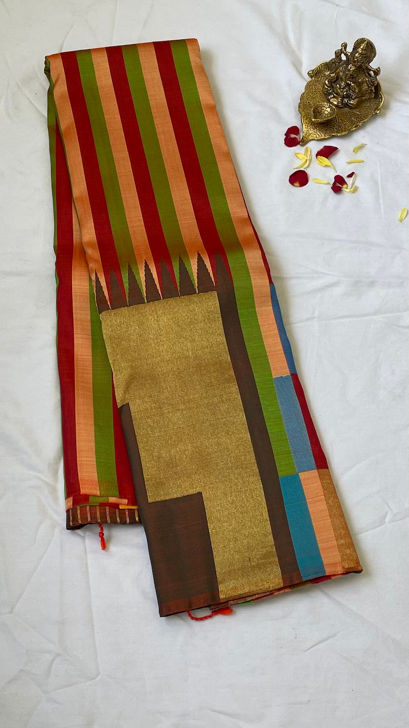 Multi Colour Kanjeevaram Silk Saree