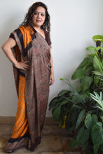 Load image into Gallery viewer, Mango Yellow Modal Silk Ajrakh Bandhani Saree
