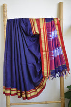 Load image into Gallery viewer, Navy Blue Cotton Silk Ilkal Saree

