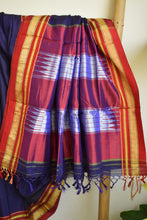 Load image into Gallery viewer, Navy Blue Cotton Silk Ilkal Saree
