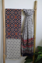 Load image into Gallery viewer, Navy Blue Patola Print Cotton Suit Dupatta Set
