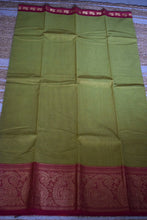 Load image into Gallery viewer, Olive Green Kanchi Cotton Saree
