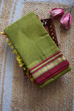 Load image into Gallery viewer, Olive Green Cotton Silk Ilkal Saree
