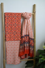 Load image into Gallery viewer, Orange Patola Print Cotton Suit Dupatta Set
