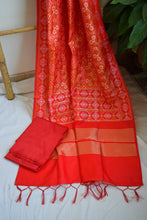 Load image into Gallery viewer, Orange and Red Silk Suit Dupatta Set
