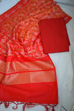 Load image into Gallery viewer, Orange and Red Silk Suit Dupatta Set
