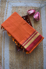 Load image into Gallery viewer, Orange Cotton Silk Ilkal Saree
