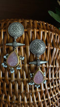 Load image into Gallery viewer, Baby Pink Stone Silver Lookalike Earrings
