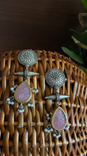 Load image into Gallery viewer, Baby Pink Stone Silver Lookalike Earrings
