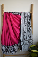 Load image into Gallery viewer, Pink Bagru Printed Mul Cotton Saree
