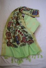 Load image into Gallery viewer, Pista Green Chanderi Benarasi Suit with Kalamkari Dupatta
