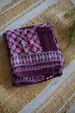 Load image into Gallery viewer, Dark Plum Modal Silk Ajrakh Saree
