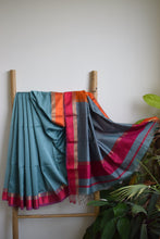 Load image into Gallery viewer, Powder Blue Maheshwari Silk Cotton Saree
