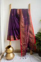 Load image into Gallery viewer, Purple Linen Jamdani Saree
