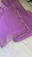 Load image into Gallery viewer, Purple Muslin Silk Suit Dupatta Set with Gotapatti Work
