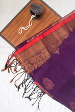 Load image into Gallery viewer, Purple Linen Jamdani Saree
