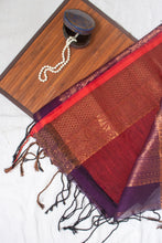 Load image into Gallery viewer, Purple Linen Jamdani Saree
