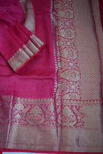 Load image into Gallery viewer, Rani Pink Benarasi Silk Linen Saree
