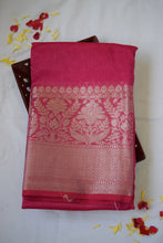 Load image into Gallery viewer, Rani Pink Benarasi Silk Linen Saree
