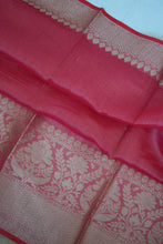 Load image into Gallery viewer, Rani Pink Benarasi Silk Linen Saree
