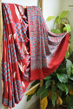 Load image into Gallery viewer, Red Modal Silk Ajrakh Saree
