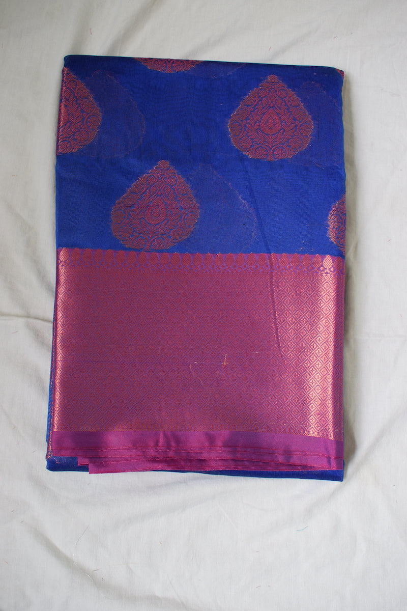 Royal Blue Kora Silk Benarasi Saree