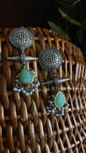 Load image into Gallery viewer, Sea Foam Stone Silver Lookalike Earrings
