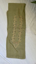 Load image into Gallery viewer, Sage Green Muslin Silk Suit Dupatta Set with Gotapatti Work
