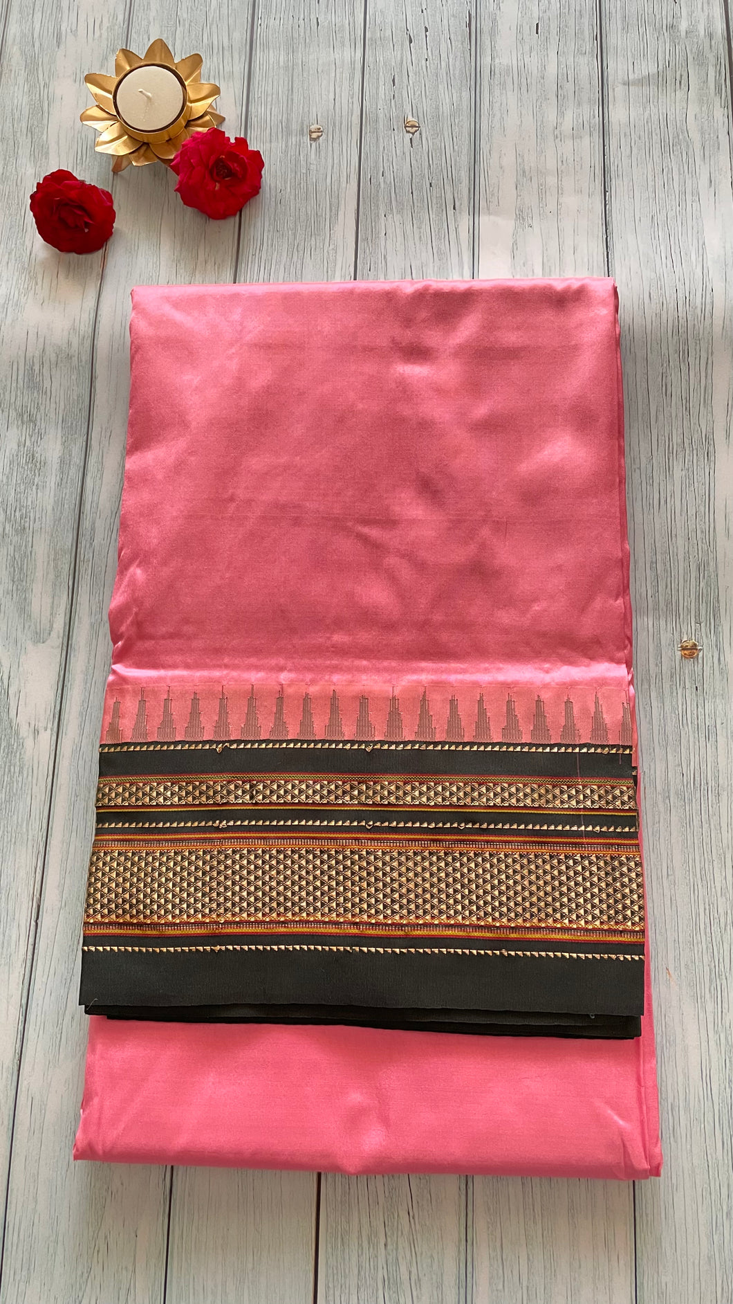 Salmon Pink Ilkal Silk Saree