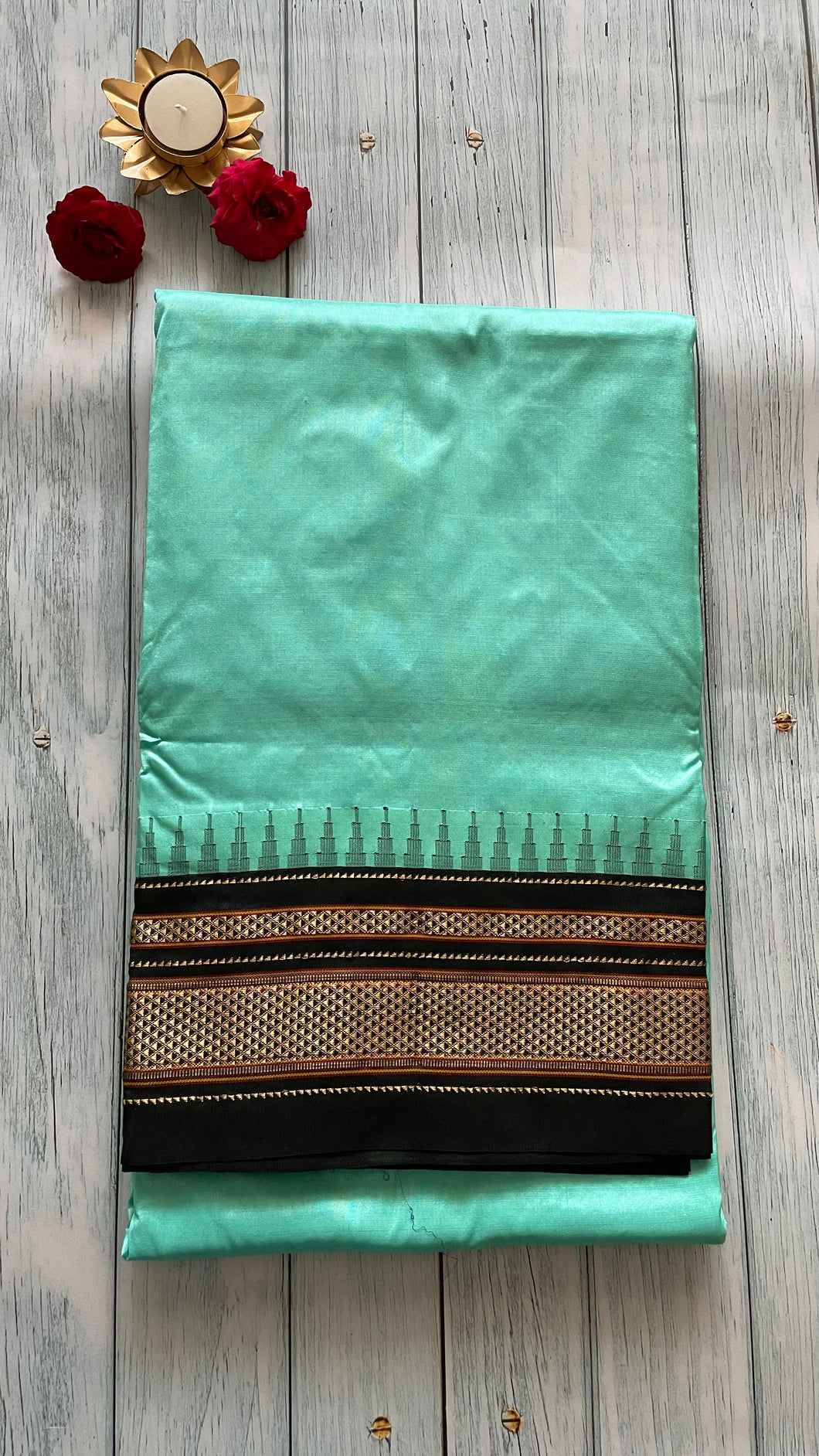 Turquoise Ilkal Silk Saree
