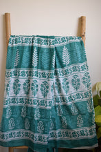 Load image into Gallery viewer, Turquoise Bagru Printed Mul Cotton Saree
