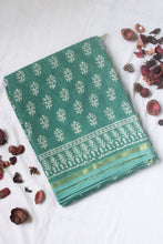 Load image into Gallery viewer, Turquoise Chanderi Cotton Silk Saree

