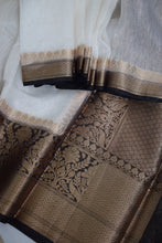 Load image into Gallery viewer, Off White Benarasi Linen Saree

