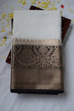 Load image into Gallery viewer, Off White Benarasi Linen Saree
