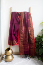 Load image into Gallery viewer, Wine Linen Jamdani Saree
