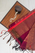 Load image into Gallery viewer, Wine Linen Jamdani Saree
