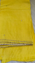 Load image into Gallery viewer, Yellow Muslin Silk Suit Dupatta Set with Gotapatti Work
